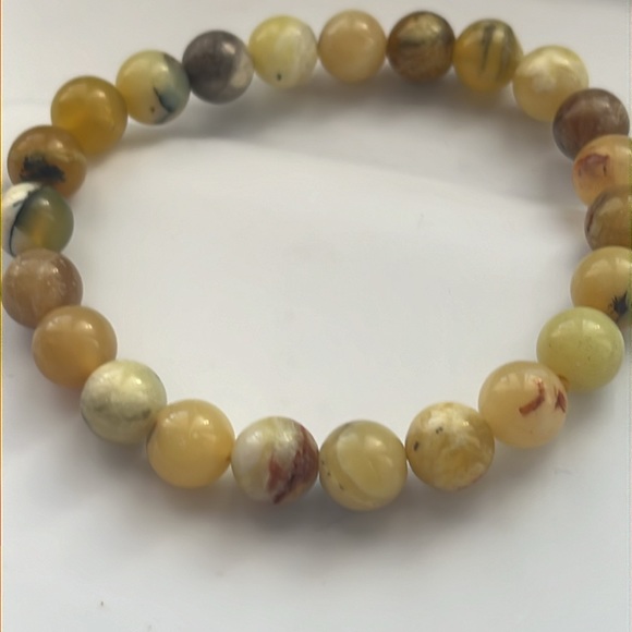 Yellow Opal Stretch Crystal Bracelet 8mm Beads - Picture 4 of 8